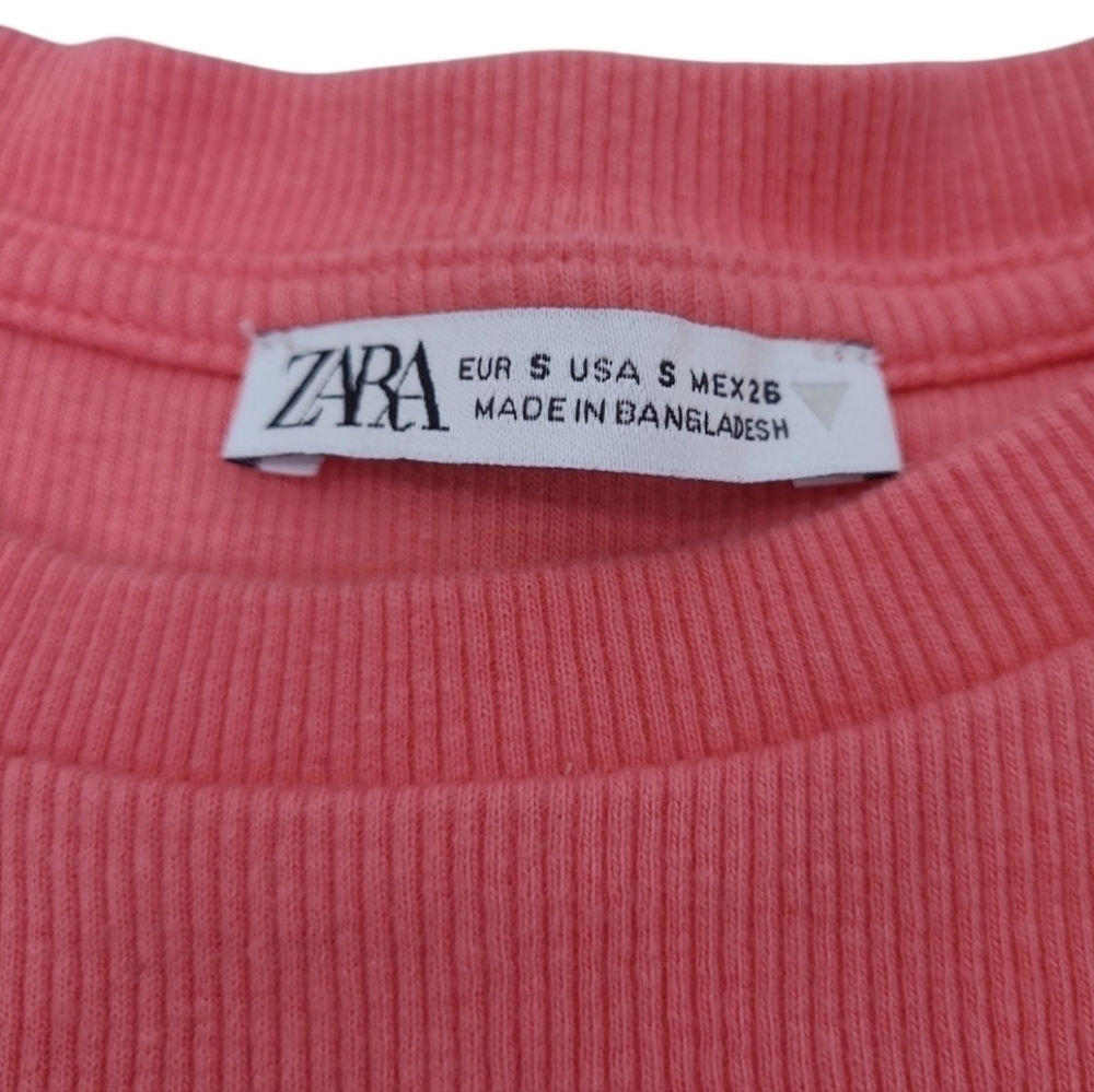 Zara Ruffled Ribbed Crop Shirt Size Small - Picture 4 of 10